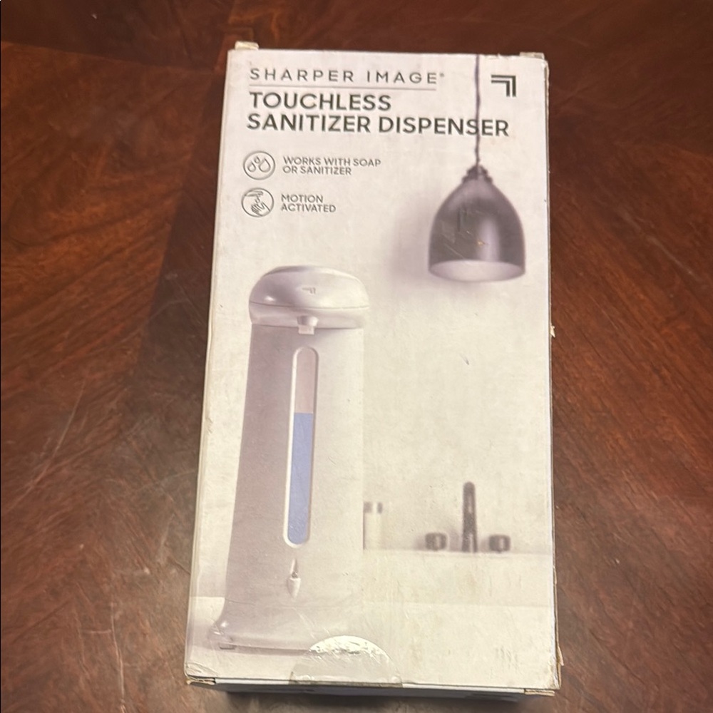 Sharper Image White and Blue Touchless Sanitizer Dispenser